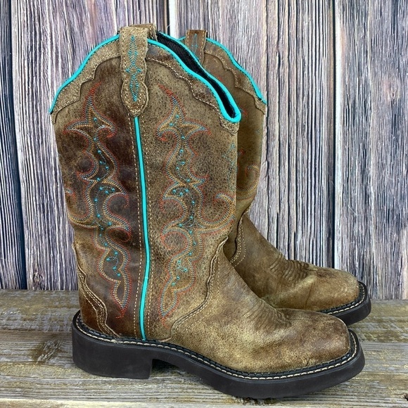 Justin Boots Shoes - Woman’s Justin Gypsy Brown & Blue Cowgirl Boots- Size 6.5